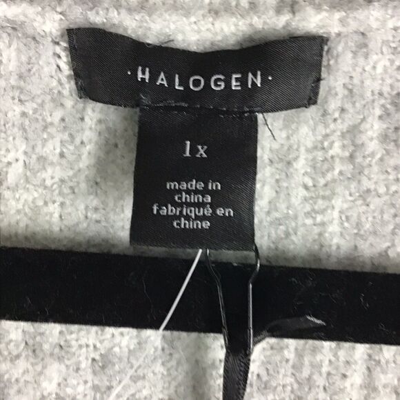 Halogen Womens 1X Heather Grey V-Neck Ribbed Long Pullover Sweater NWT - Picture 3 of 14